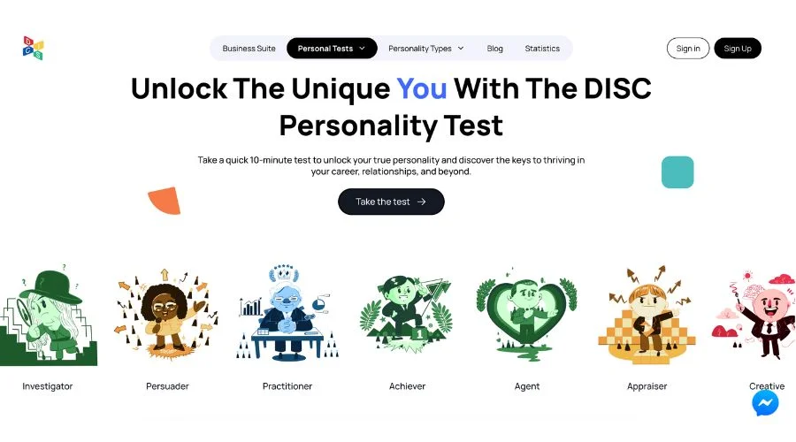 Discpersonalities online DISC test interface and personality report 